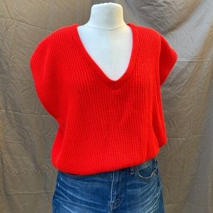 Bright red low cut vintage sweater
